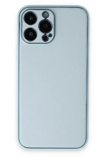 Newface iPhone 14 Pro Kılıf Coco Deri Silikon Kapak - Sky Blue resmi