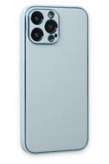 Newface iPhone 14 Pro Kılıf Coco Deri Silikon Kapak - Sky Blue resmi