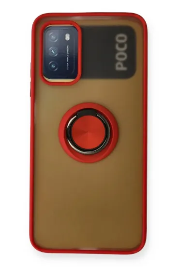 Newface Xiaomi Redmi 9T Kılıf Montreal Yüzüklü Silikon Kapak - Kırmızı resmi