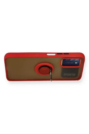 Newface Xiaomi Redmi 9T Kılıf Montreal Yüzüklü Silikon Kapak - Kırmızı resmi
