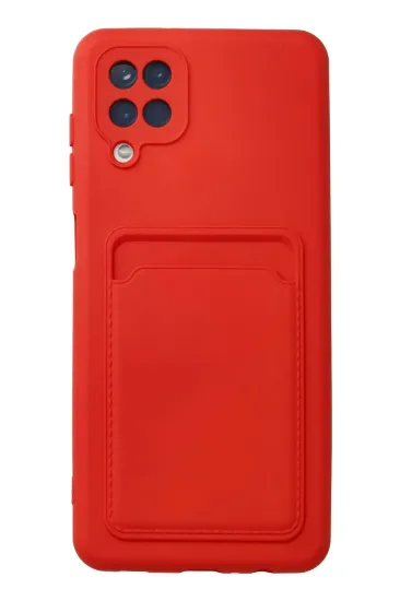 Newface Samsung Galaxy A12 Kılıf Kelvin Kartvizitli Silikon - Kırmızı resmi