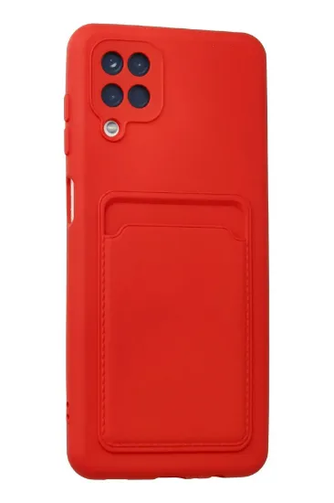 Newface Samsung Galaxy A12 Kılıf Kelvin Kartvizitli Silikon - Kırmızı resmi