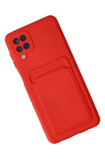 Newface Samsung Galaxy A12 Kılıf Kelvin Kartvizitli Silikon - Kırmızı resmi