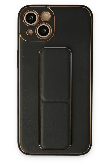 Newface iPhone 14 Plus Kılıf Coco Deri Standlı Kapak - Siyah resmi