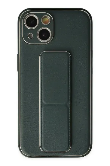 Newface iPhone 14 Plus Kılıf Coco Deri Standlı Kapak - Yeşil resmi