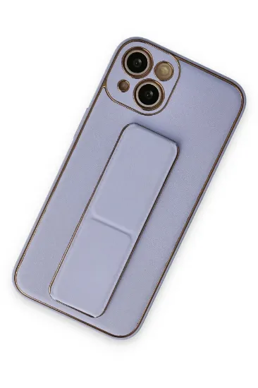 Newface iPhone 14 Plus Kılıf Coco Deri Standlı Kapak - Lila resmi