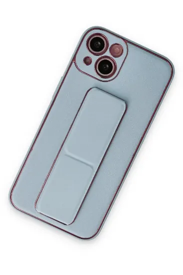 Newface iPhone 14 Plus Kılıf Coco Deri Standlı Kapak - Sky Blue resmi