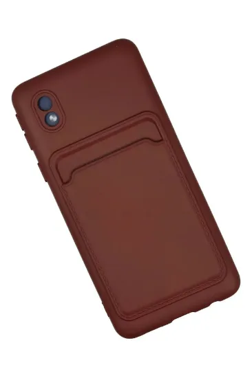 Newface Samsung Galaxy A01 Core Kılıf Kelvin Kartvizitli Silikon - Bordo resmi