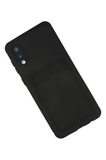 Newface Samsung Galaxy A02 Kılıf Kelvin Kartvizitli Silikon - Siyah resmi