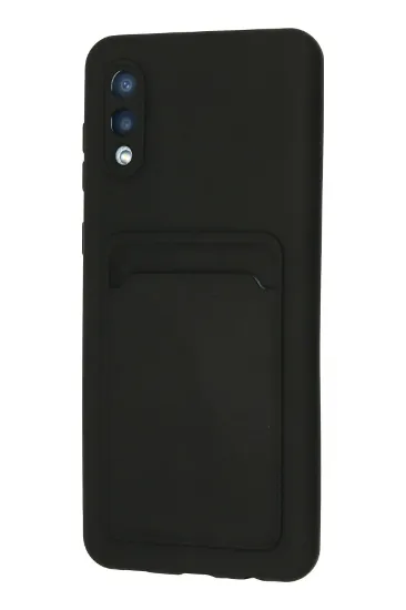 Newface Samsung Galaxy A02 Kılıf Kelvin Kartvizitli Silikon - Siyah resmi