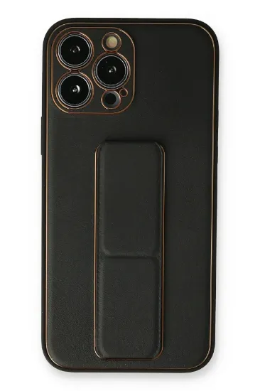 Newface iPhone 14 Pro Kılıf Coco Deri Standlı Kapak - Siyah resmi