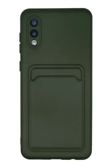 Newface Samsung Galaxy A02 Kılıf Kelvin Kartvizitli Silikon - Koyu Yeşil resmi