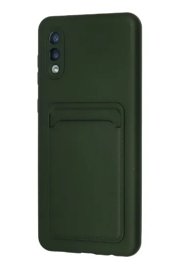 Newface Samsung Galaxy A02 Kılıf Kelvin Kartvizitli Silikon - Koyu Yeşil resmi