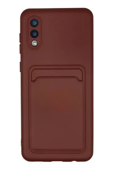Newface Samsung Galaxy A02 Kılıf Kelvin Kartvizitli Silikon - Bordo resmi