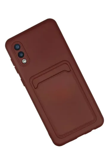 Newface Samsung Galaxy A02 Kılıf Kelvin Kartvizitli Silikon - Bordo resmi