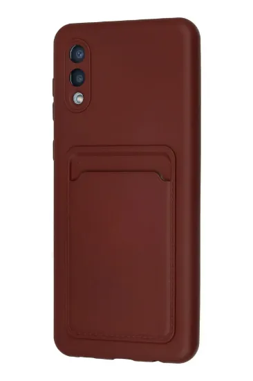 Newface Samsung Galaxy A02 Kılıf Kelvin Kartvizitli Silikon - Bordo resmi