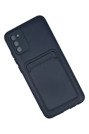 Newface Samsung Galaxy A02S Kılıf Kelvin Kartvizitli Silikon - Lacivert resmi