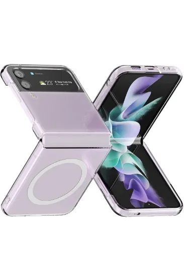 Newface Samsung Galaxy Z Flip 4 Kılıf Magneticsafe Şeffaf Silikon - Şeffaf resmi