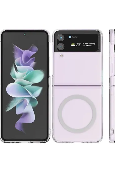 Newface Samsung Galaxy Z Flip 4 Kılıf Magneticsafe Şeffaf Silikon - Şeffaf resmi