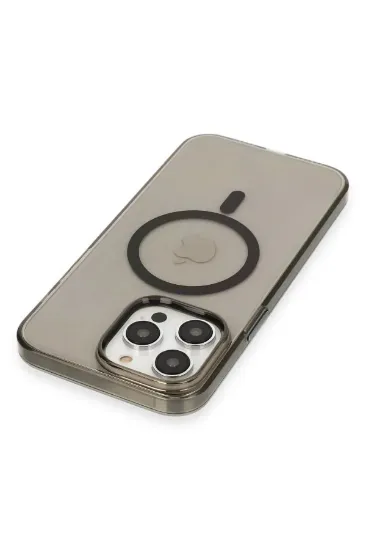 Newface iPhone 13 Pro Max Kılıf Tron Şeffaf Magsafe Kapak - Siyah resmi