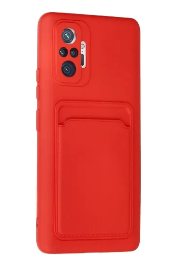 Newface Xiaomi Redmi Note 10 Pro Kılıf Kelvin Kartvizitli Silikon - Kırmızı resmi