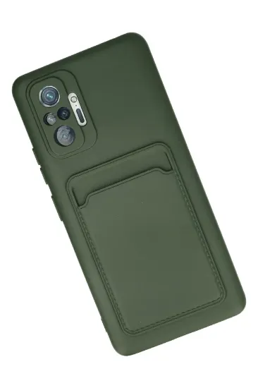 Newface Xiaomi Redmi Note 10 Pro Kılıf Kelvin Kartvizitli Silikon - Koyu Yeşil resmi