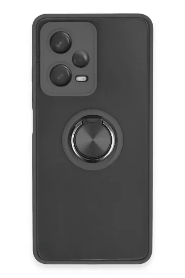Newface Xiaomi Redmi Note 12 5G Kılıf Montreal Yüzüklü Silikon Kapak - Siyah resmi