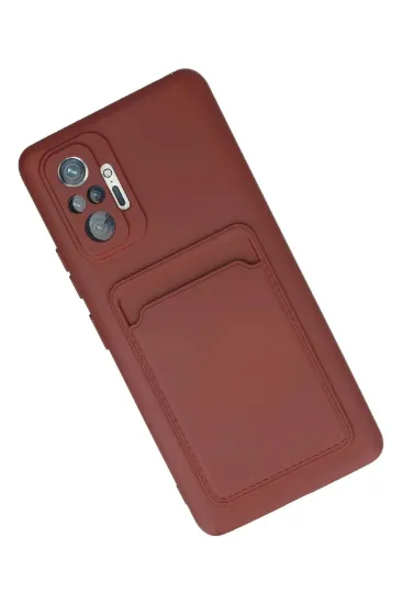 Newface Xiaomi Redmi Note 10 Pro Kılıf Kelvin Kartvizitli Silikon - Bordo resmi
