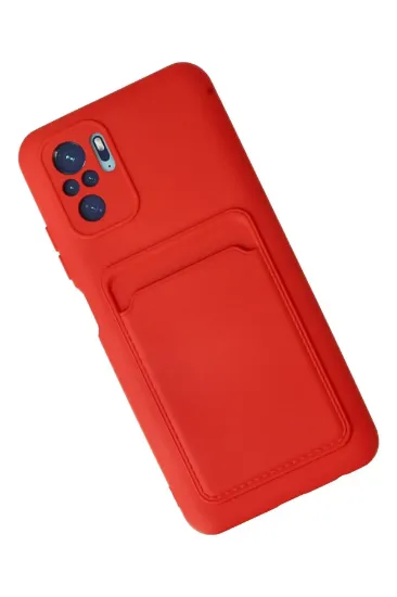 Newface Xiaomi Redmi Note 10S Kılıf Kelvin Kartvizitli Silikon - Kırmızı resmi