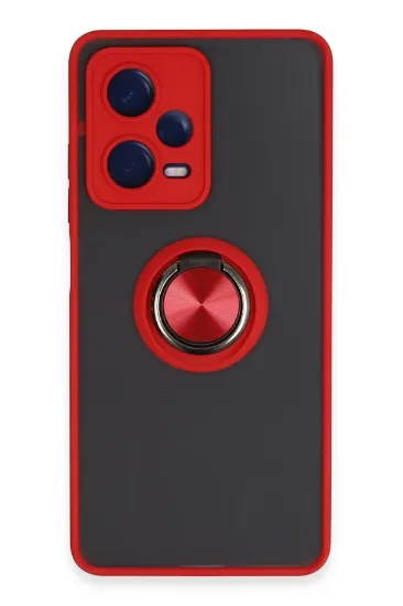 Newface Xiaomi Redmi Note 12 5G Kılıf Montreal Yüzüklü Silikon Kapak - Kırmızı resmi