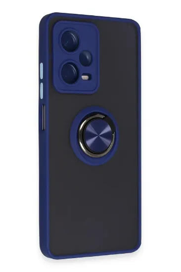 Newface Xiaomi Redmi Note 12 5G Kılıf Montreal Yüzüklü Silikon Kapak - Lacivert resmi