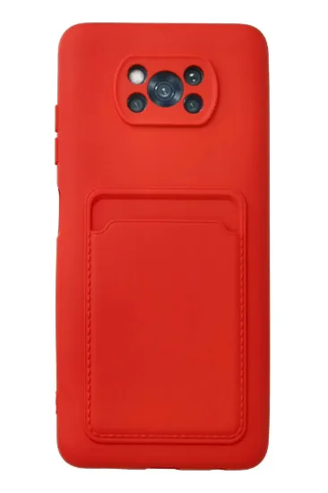 Newface Xiaomi Pocophone X3 Kılıf Kelvin Kartvizitli Silikon - Kırmızı resmi