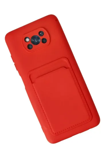 Newface Xiaomi Pocophone X3 Kılıf Kelvin Kartvizitli Silikon - Kırmızı resmi