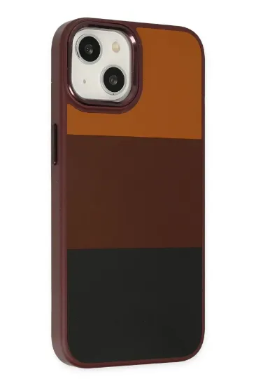 Newface iPhone 14 Plus Kılıf King Kapak - Bordo-Siyah resmi
