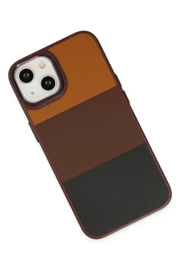Newface iPhone 14 Plus Kılıf King Kapak - Bordo-Siyah resmi