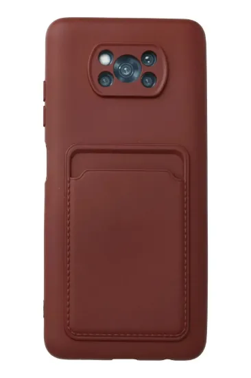 Newface Xiaomi Pocophone X3 Kılıf Kelvin Kartvizitli Silikon - Bordo resmi