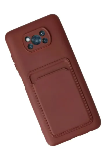 Newface Xiaomi Pocophone X3 Kılıf Kelvin Kartvizitli Silikon - Bordo resmi