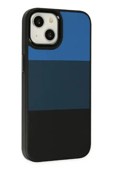 Newface iPhone 14 Plus Kılıf King Kapak - Mavi-Siyah resmi
