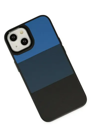 Newface iPhone 14 Plus Kılıf King Kapak - Mavi-Siyah resmi