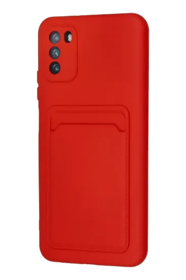 Newface Xiaomi Pocophone M3 Kılıf Kelvin Kartvizitli Silikon - Kırmızı resmi