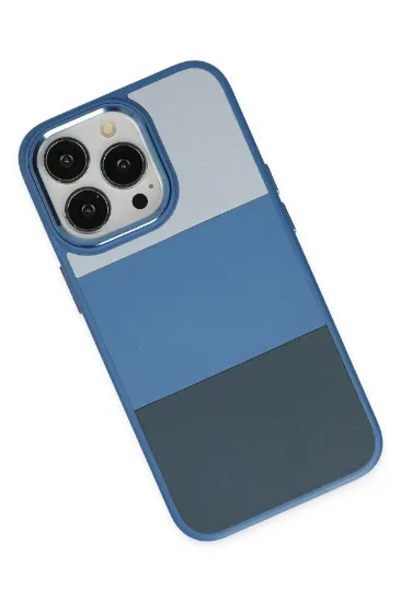Newface iPhone 14 Pro Max Kılıf King Kapak - Açık Mavi-Lacivert resmi