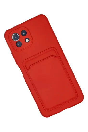 Newface Xiaomi Mi 11 Kılıf Kelvin Kartvizitli Silikon - Kırmızı resmi