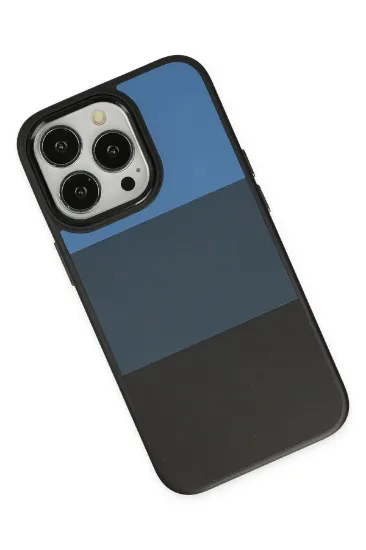 Newface iPhone 14 Pro Max Kılıf King Kapak - Mavi-Siyah resmi