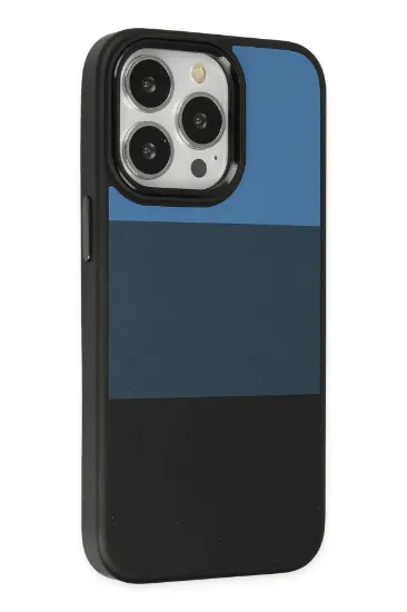 Newface iPhone 14 Pro Max Kılıf King Kapak - Mavi-Siyah resmi