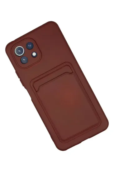 Newface Xiaomi Mi 11 Kılıf Kelvin Kartvizitli Silikon - Bordo resmi