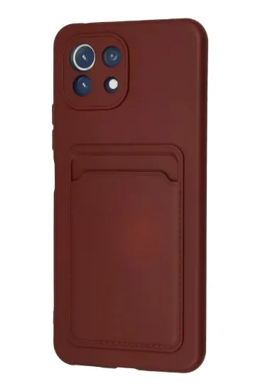 Newface Xiaomi Mi 11 Kılıf Kelvin Kartvizitli Silikon - Bordo resmi