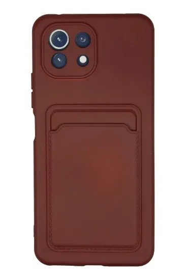 Newface Xiaomi Mİ 11 Lite Kılıf Kelvin Kartvizitli Silikon - Bordo resmi