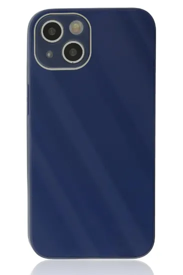 Newface iPhone 14 Plus Kılıf Glass Kapak - Lacivert resmi