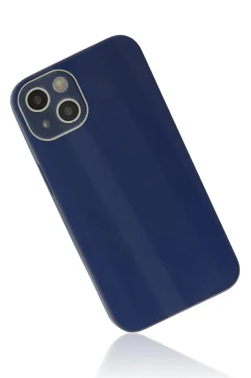 Newface iPhone 14 Plus Kılıf Glass Kapak - Lacivert resmi