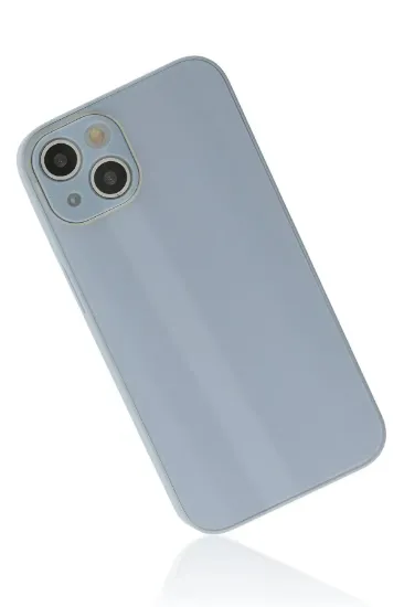 Newface iPhone 14 Plus Kılıf Glass Kapak - Sky Blue resmi